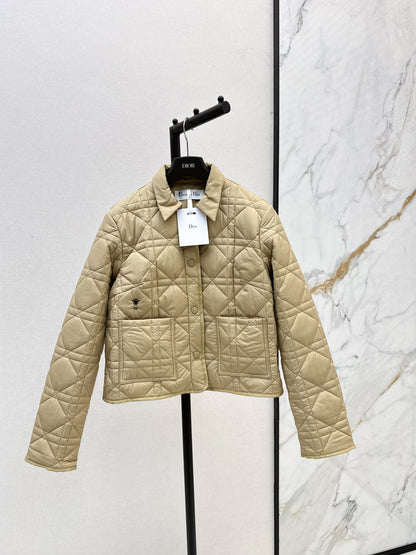 Di 25 New Princess Diana rattan check quilted hooded jacket(WHITE/KHAKI/BLACK)