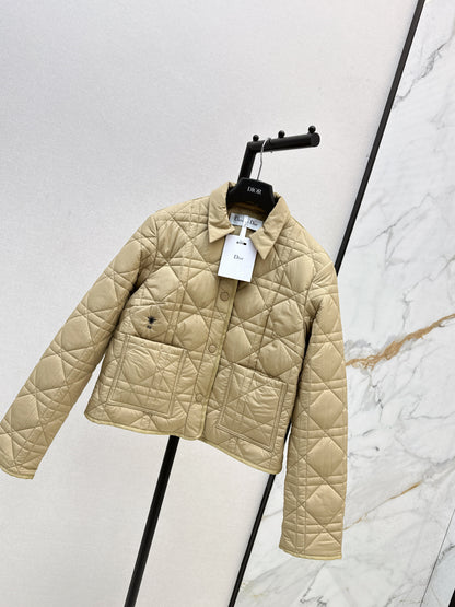 Di 25 New Princess Diana rattan check quilted hooded jacket(WHITE/KHAKI/BLACK)