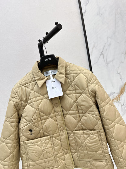 Di 25 New Princess Diana rattan check quilted hooded jacket(WHITE/KHAKI/BLACK)