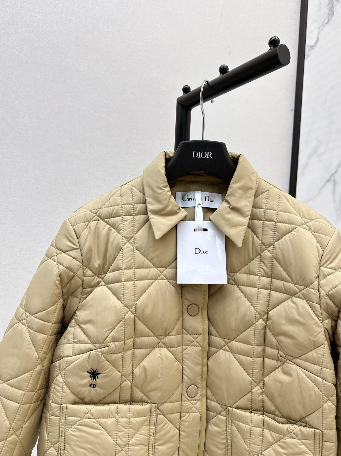 Di 25 New Princess Diana rattan check quilted hooded jacket(WHITE/KHAKI/BLACK)