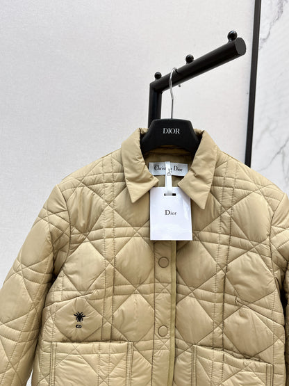 Di 25 New Princess Diana rattan check quilted hooded jacket(WHITE/KHAKI/BLACK)