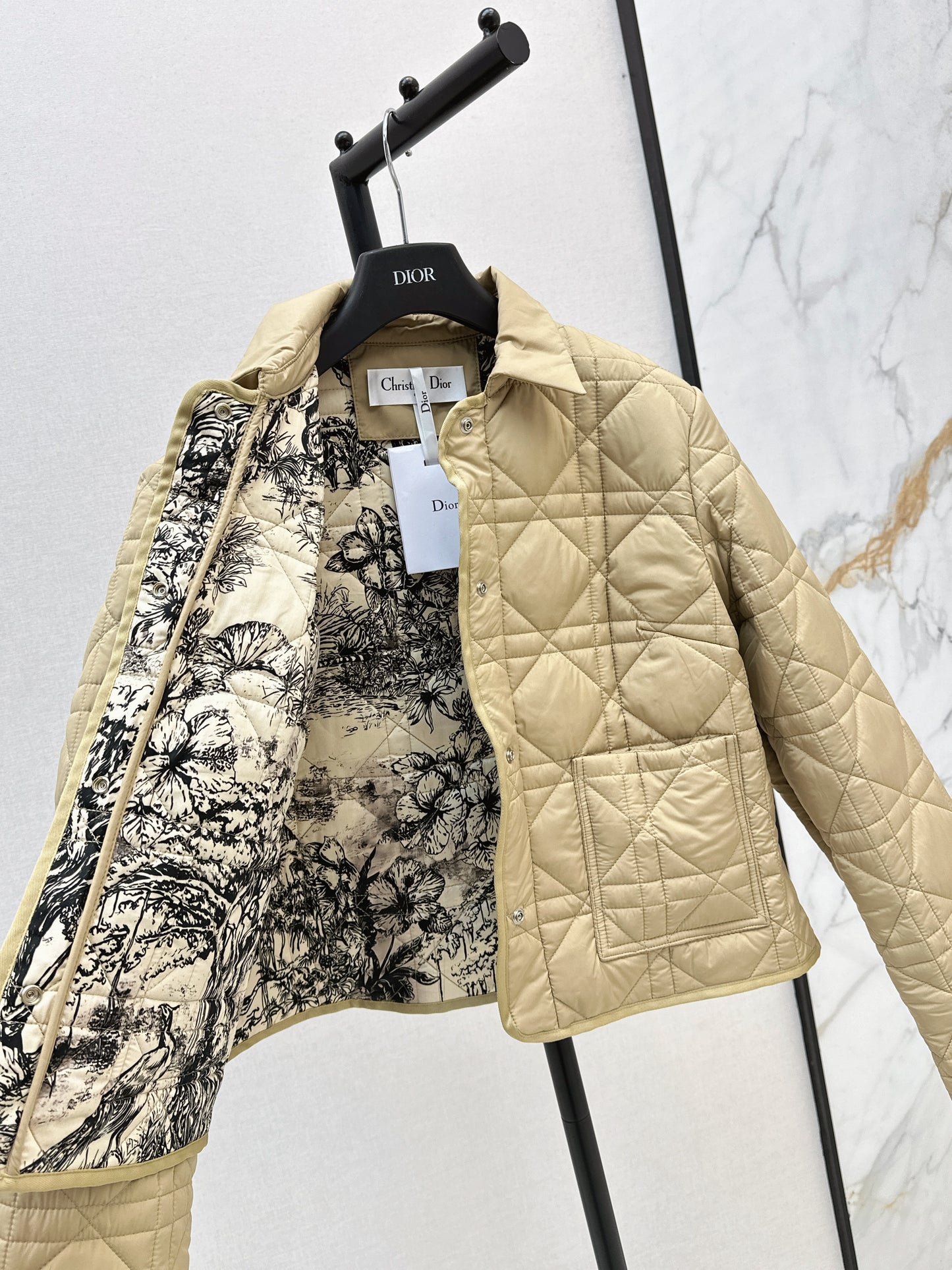 Di 25 New Princess Diana rattan check quilted hooded jacket(WHITE/KHAKI/BLACK)