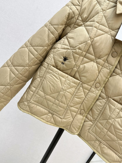 Di 25 New Princess Diana rattan check quilted hooded jacket(WHITE/KHAKI/BLACK)