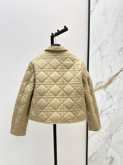 Di 25 New Princess Diana rattan check quilted hooded jacket(WHITE/KHAKI/BLACK)