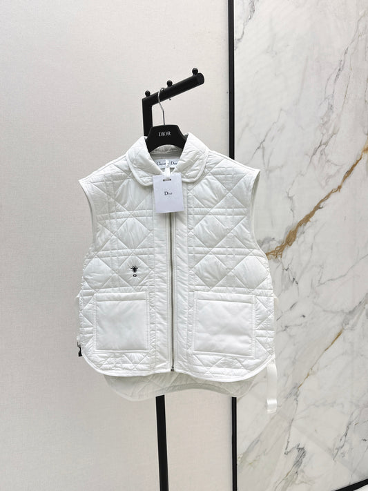 Di 25 New Princess Diana rattan check quilted vest(WHITE/KHAKI/BLACK)
