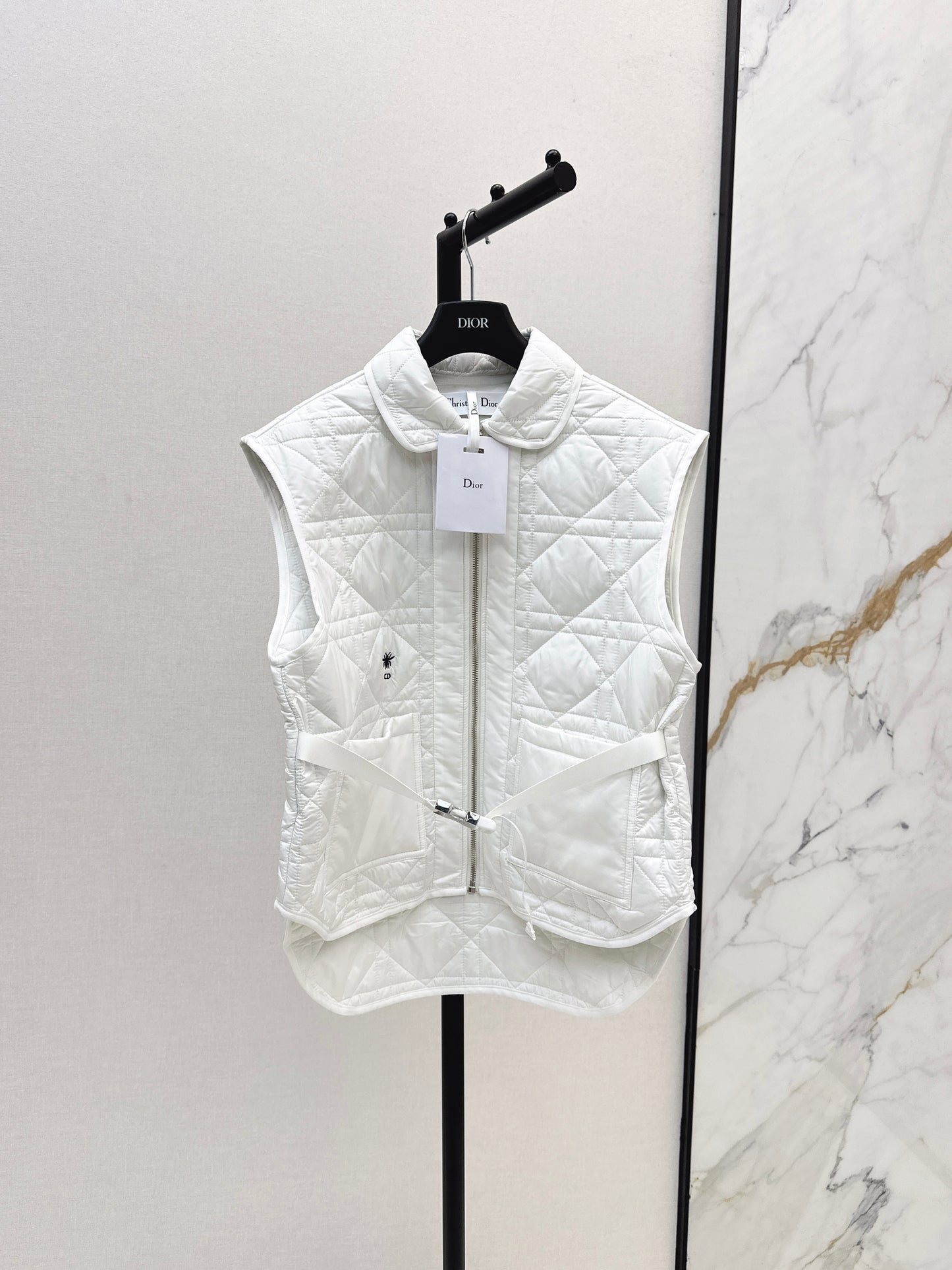 Di 25 New Princess Diana rattan check quilted vest(WHITE/KHAKI/BLACK)