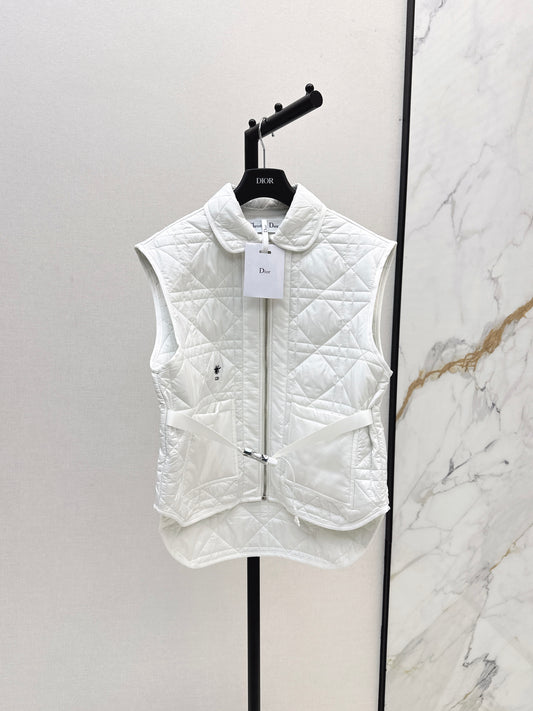 Di 25 New Princess Diana rattan check quilted vest(WHITE/KHAKI/BLACK)