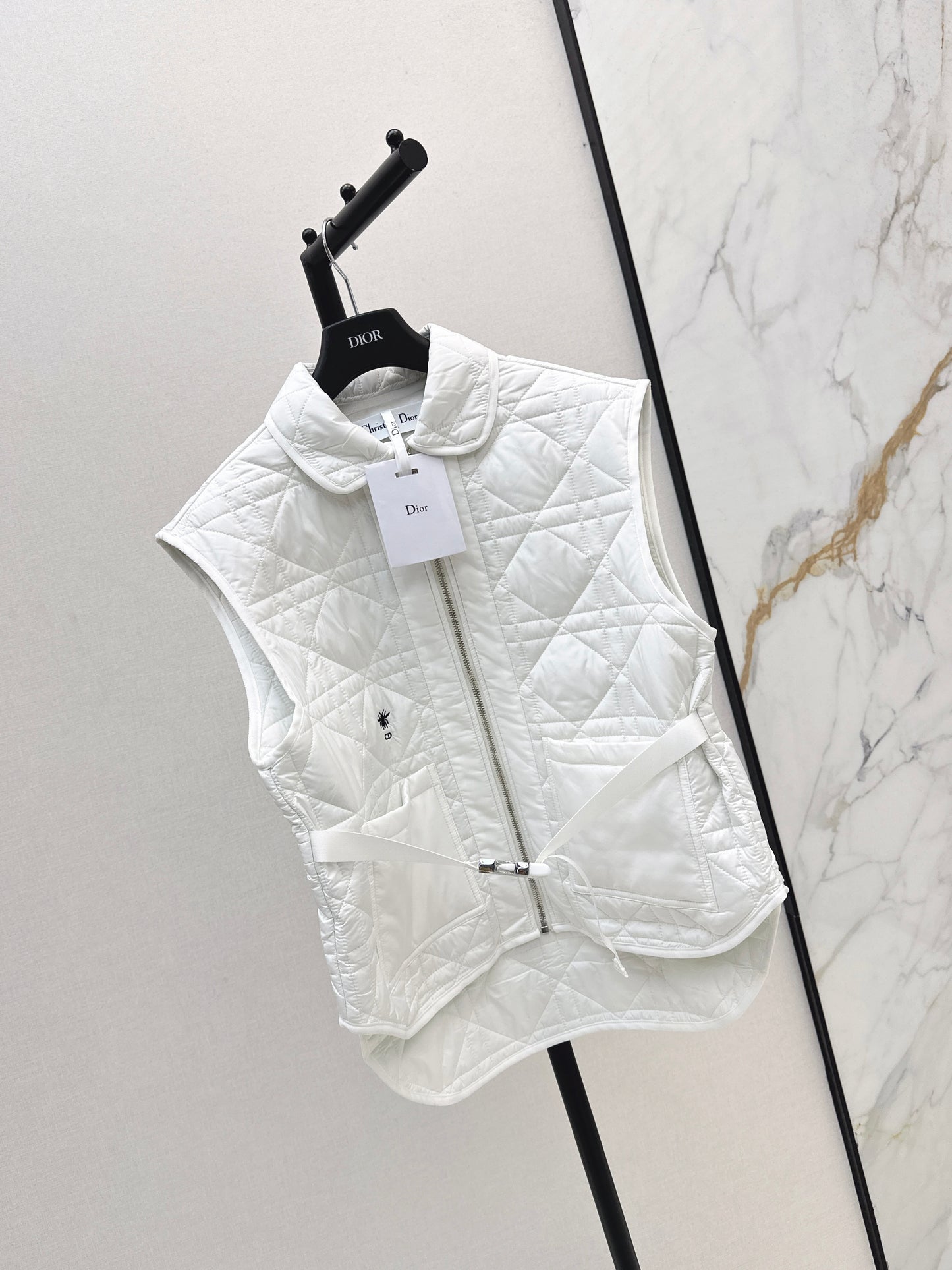 Di 25 New Princess Diana rattan check quilted vest(WHITE/KHAKI/BLACK)