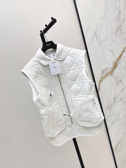 Di 25 New Princess Diana rattan check quilted vest(WHITE/KHAKI/BLACK)