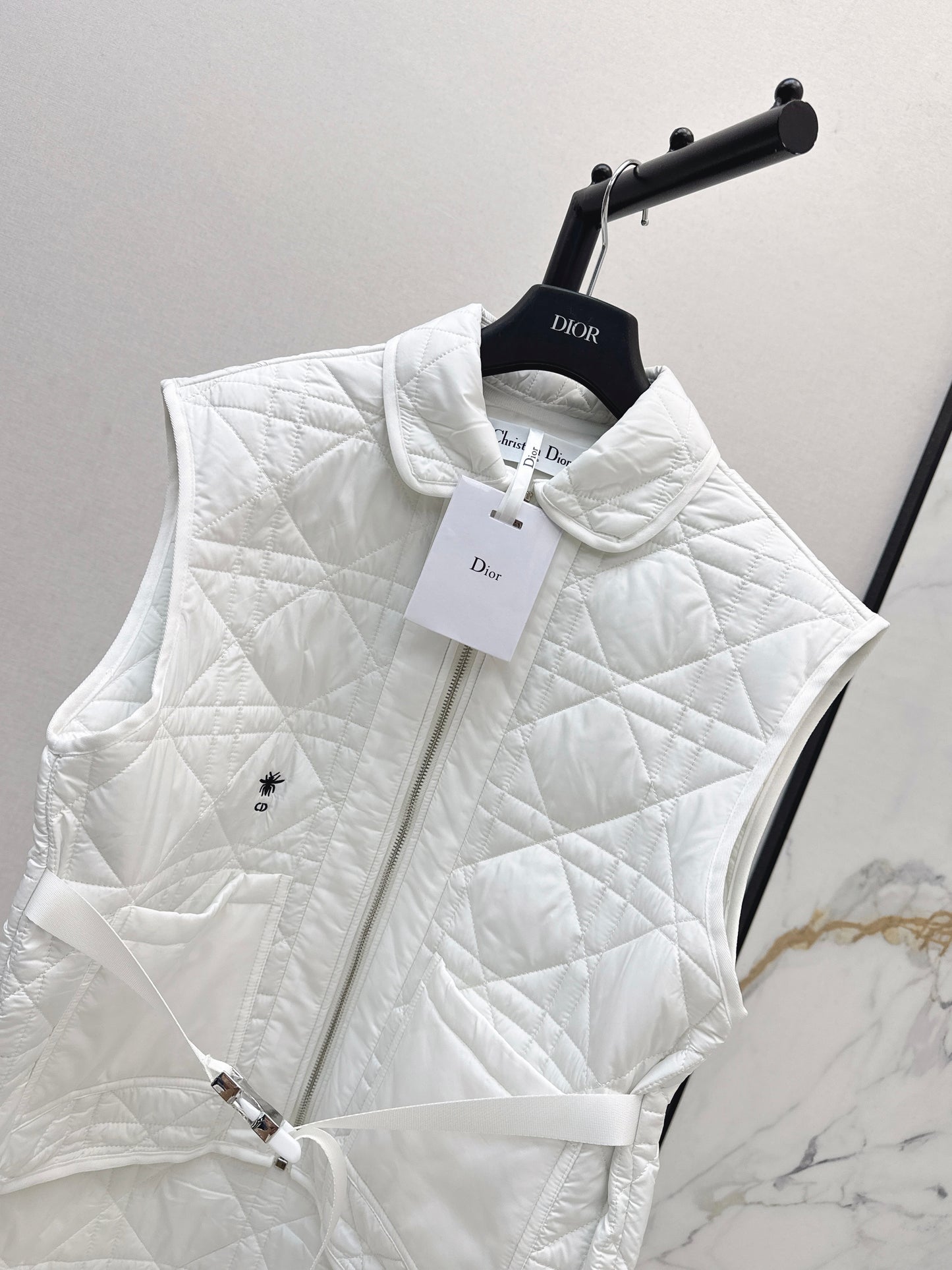 Di 25 New Princess Diana rattan check quilted vest(WHITE/KHAKI/BLACK)
