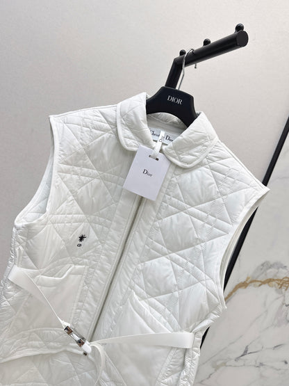 Di 25 New Princess Diana rattan check quilted vest(WHITE/KHAKI/BLACK)