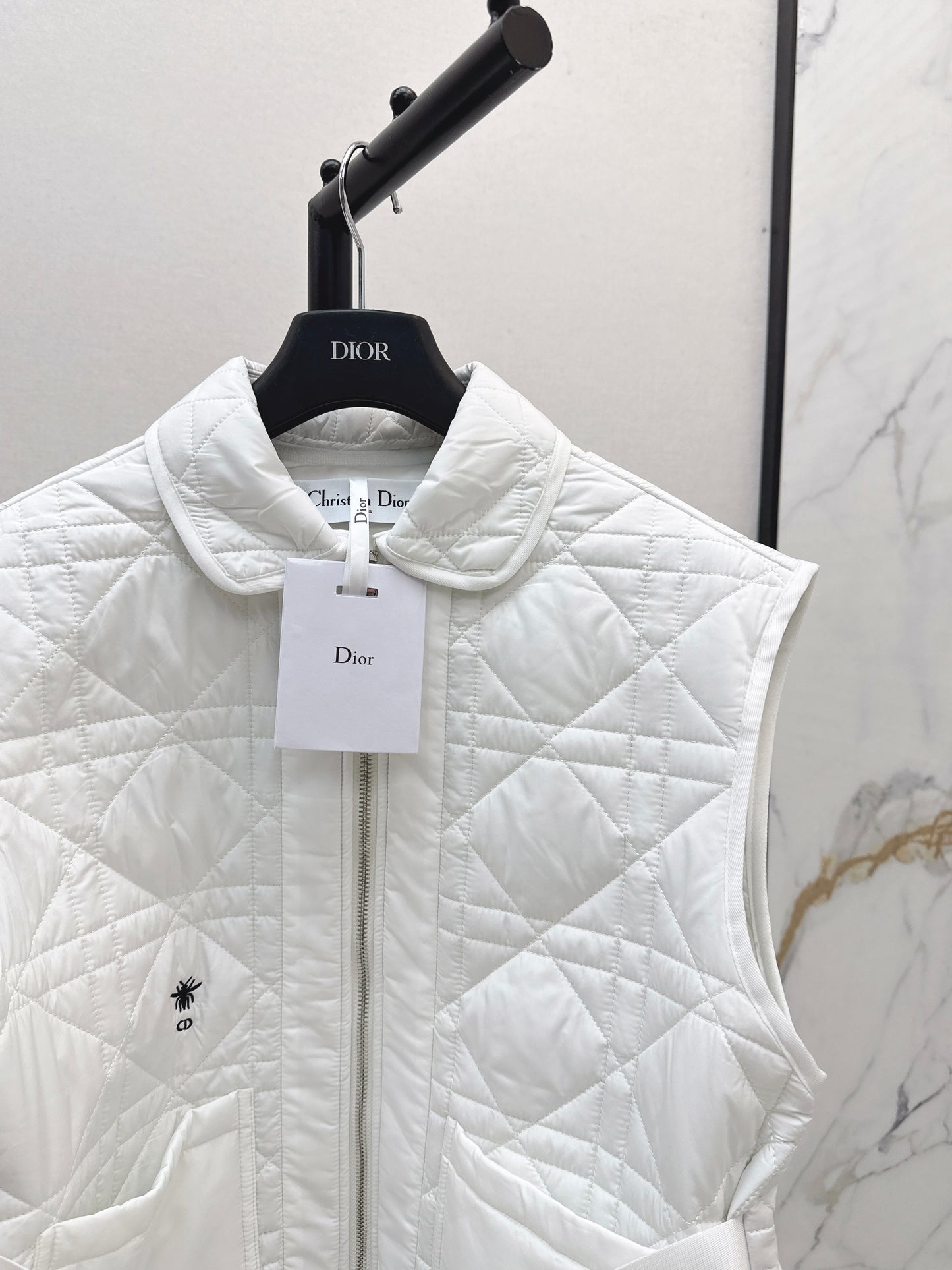 Di 25 New Princess Diana rattan check quilted vest(WHITE/KHAKI/BLACK)