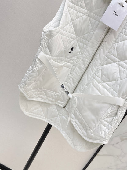 Di 25 New Princess Diana rattan check quilted vest(WHITE/KHAKI/BLACK)