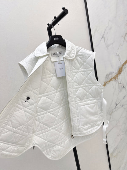 Di 25 New Princess Diana rattan check quilted vest(WHITE/KHAKI/BLACK)