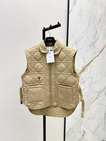 Di 25 New Princess Diana rattan check quilted vest(WHITE/KHAKI/BLACK)