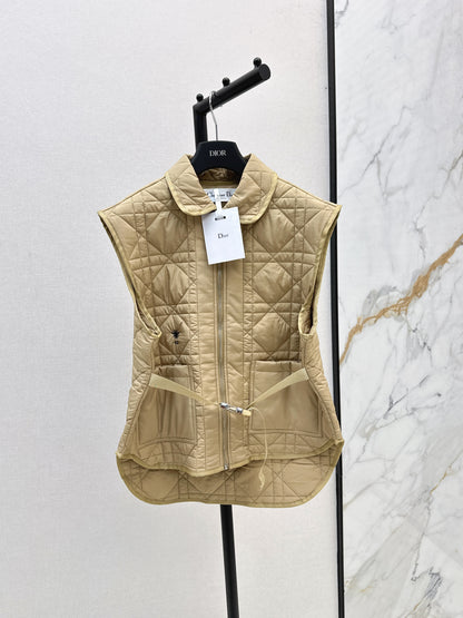 Di 25 New Princess Diana rattan check quilted vest(WHITE/KHAKI/BLACK)