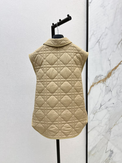 Di 25 New Princess Diana rattan check quilted vest(WHITE/KHAKI/BLACK)