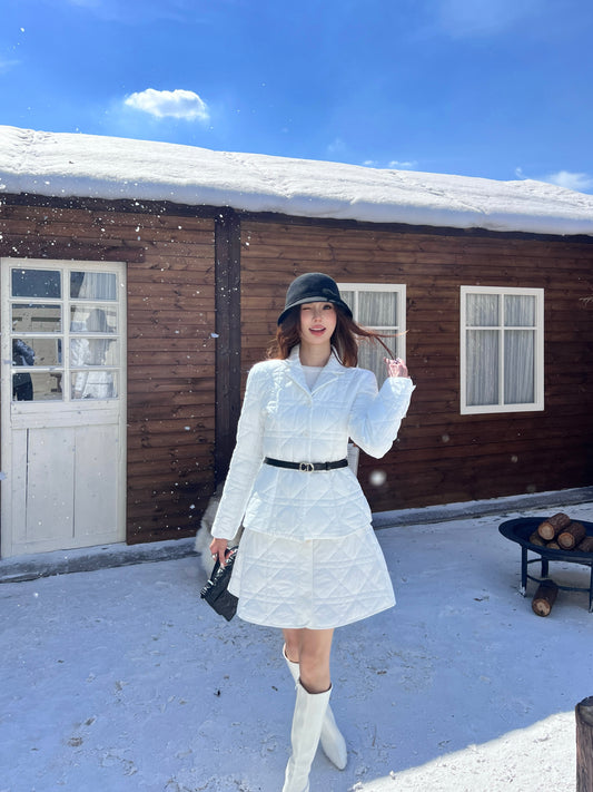 Di 25 Cannage Quilted Short Skirt(WHITE/KHAKI/BLACK)