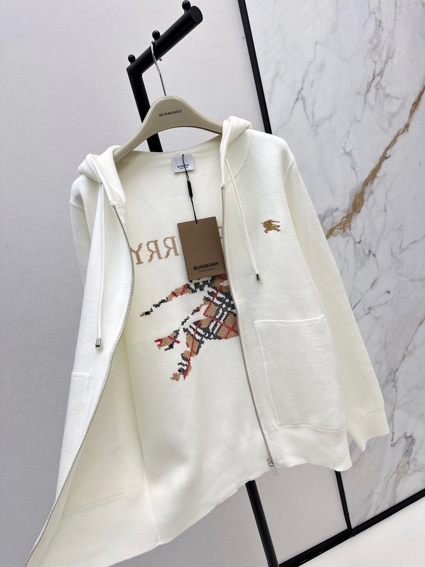 Bru 25 Hooded jacket with classic warhorse logo(BEIGI/BLACK)