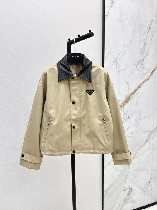 Pra 25 Pu leather lapel short coat