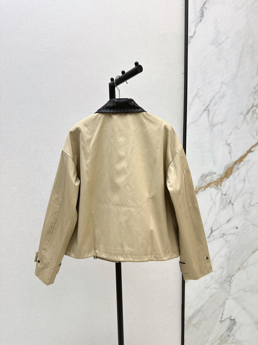 Pra 25 Pu leather lapel short coat