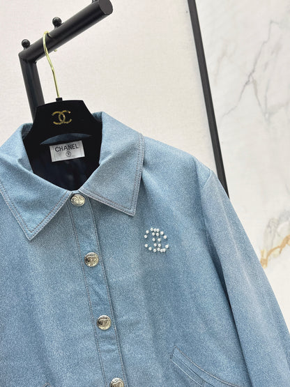C 25 High-end handmade logo beaded sheepskin jacket（BLACK/BLUE/PINK）
