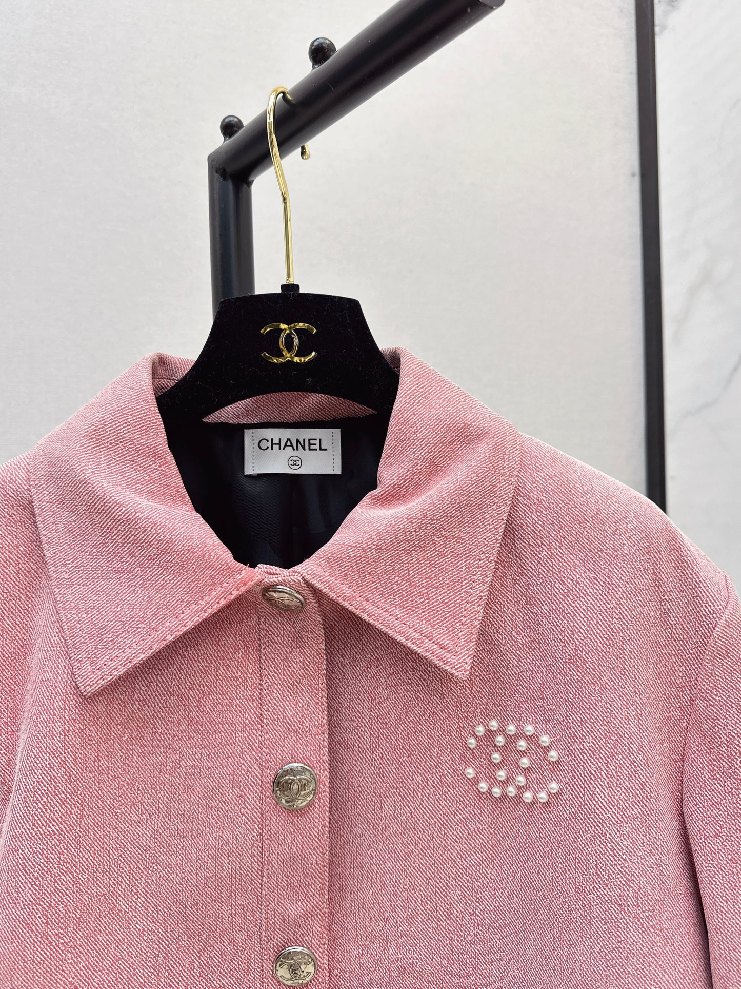 C 25 High-end handmade logo beaded sheepskin jacket（BLACK/BLUE/PINK）