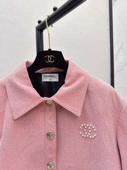 C 25 High-end handmade logo beaded sheepskin jacket（BLACK/BLUE/PINK）