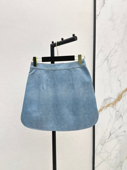 C 25 High-end handmade logo beaded sheepskin skirt（BLACK/BLUE/PINK）