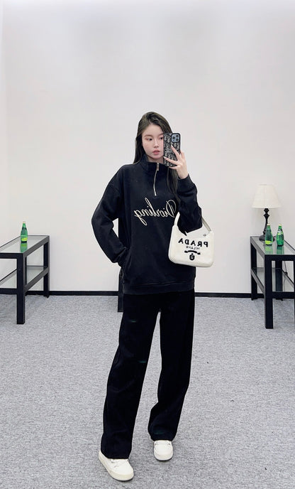 Di 25 Cotton embroidered logo zip-up sweatshirt