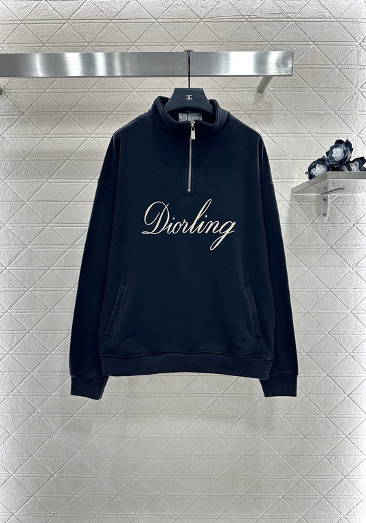 Di 25 Cotton embroidered logo zip-up sweatshirt