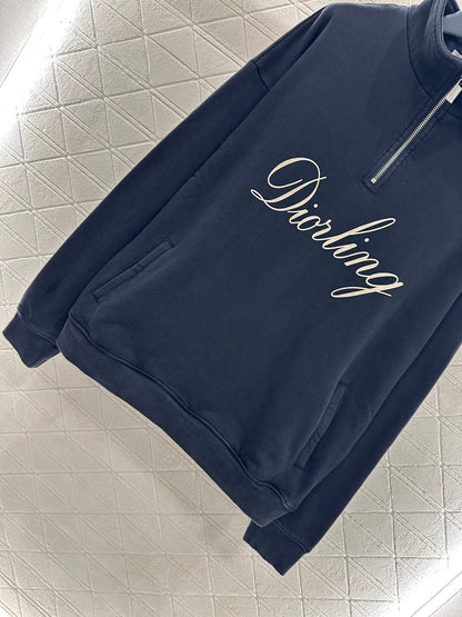 Di 25 Cotton embroidered logo zip-up sweatshirt