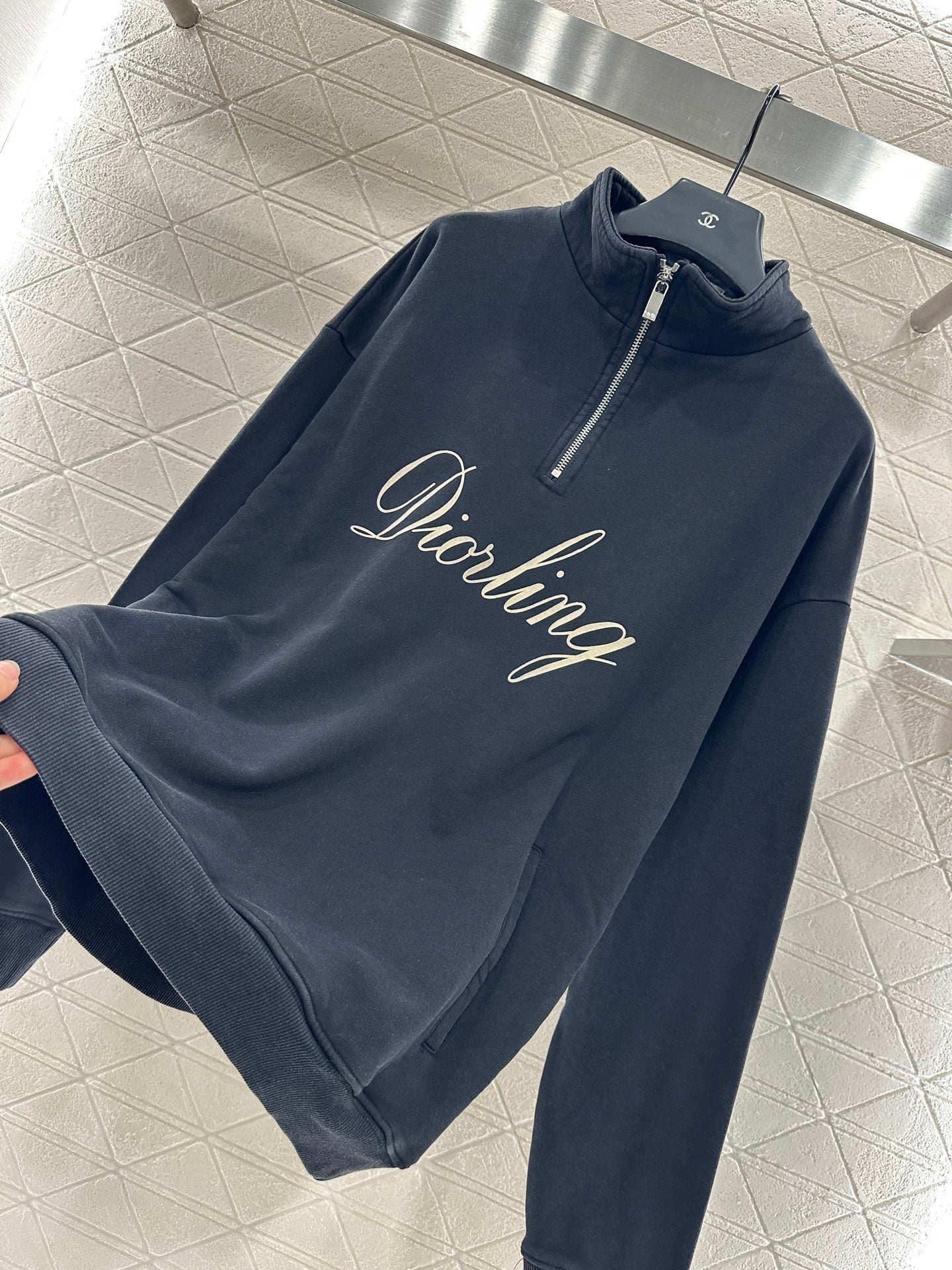 Di 25 Cotton embroidered logo zip-up sweatshirt
