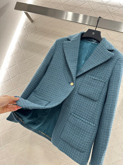 C 25 Check Tweed Lapel Wool Jacket