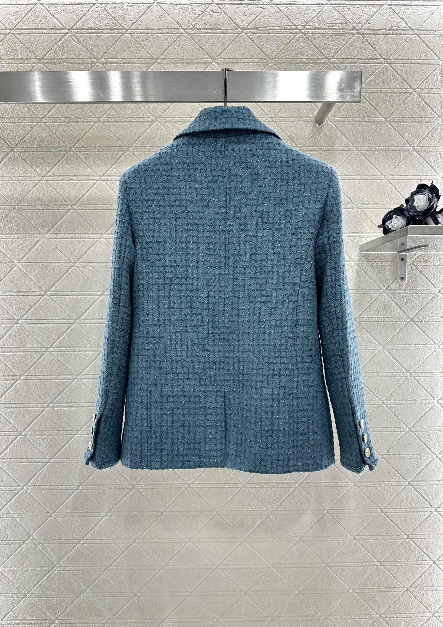 C 25 Check Tweed Lapel Wool Jacket