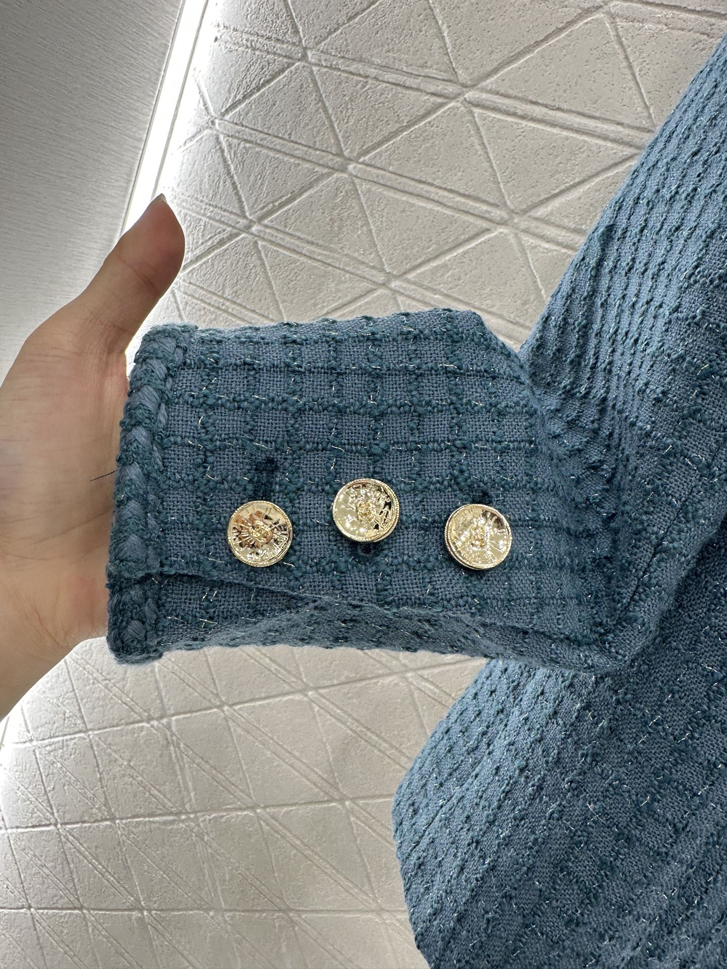 C 25 Check Tweed Lapel Wool Jacket