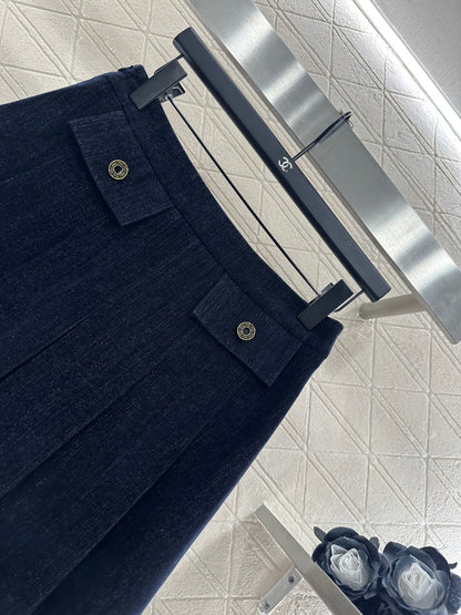 Mi 25 Denim Jacket Pleated Skirt Suit