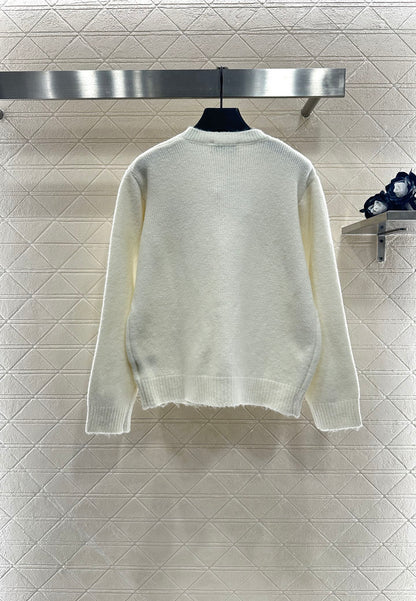 Mi 25 Round neck embroidered sequined knitted cardigan