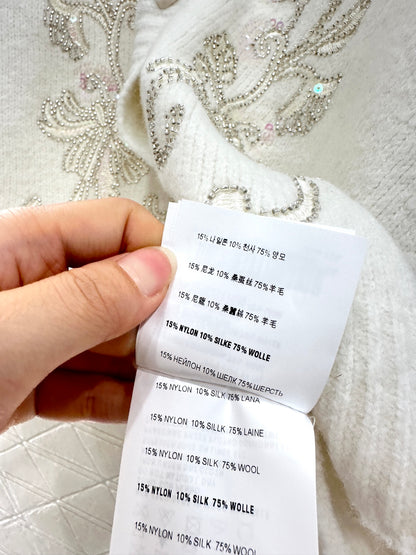 Mi 25 Round neck embroidered sequined knitted cardigan