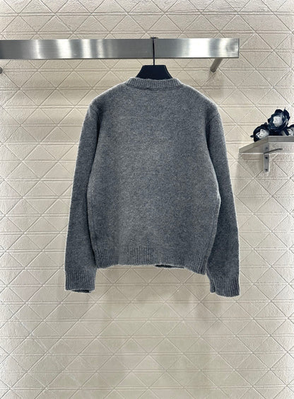 Mi 25 Round neck embroidered sequined knitted cardigan