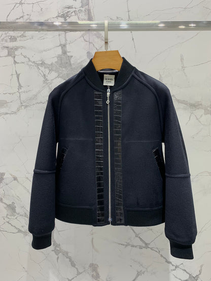 He 25 Cashmere and crocodile leather jacket