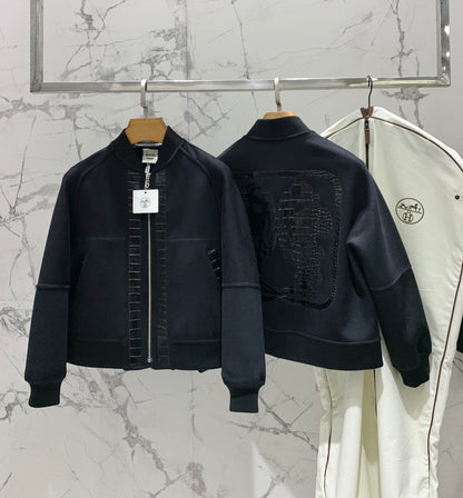He 25 Cashmere and crocodile leather jacket