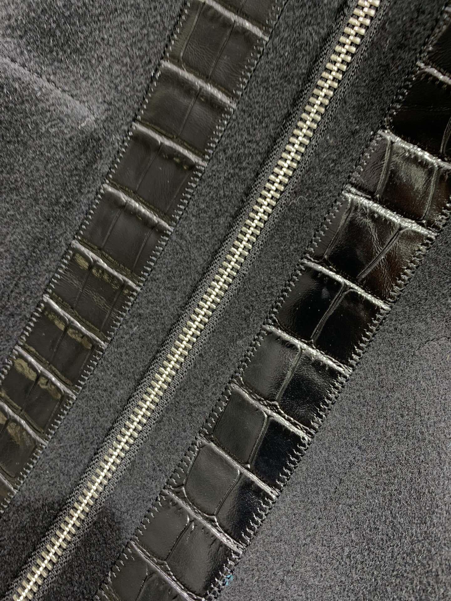 He 25 Cashmere and crocodile leather jacket