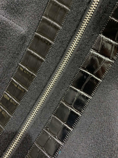 He 25 Cashmere and crocodile leather jacket