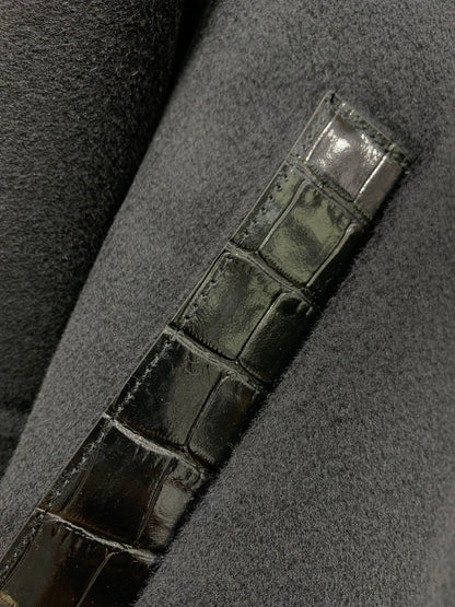 He 25 Cashmere and crocodile leather jacket