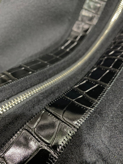 He 25 Cashmere and crocodile leather jacket