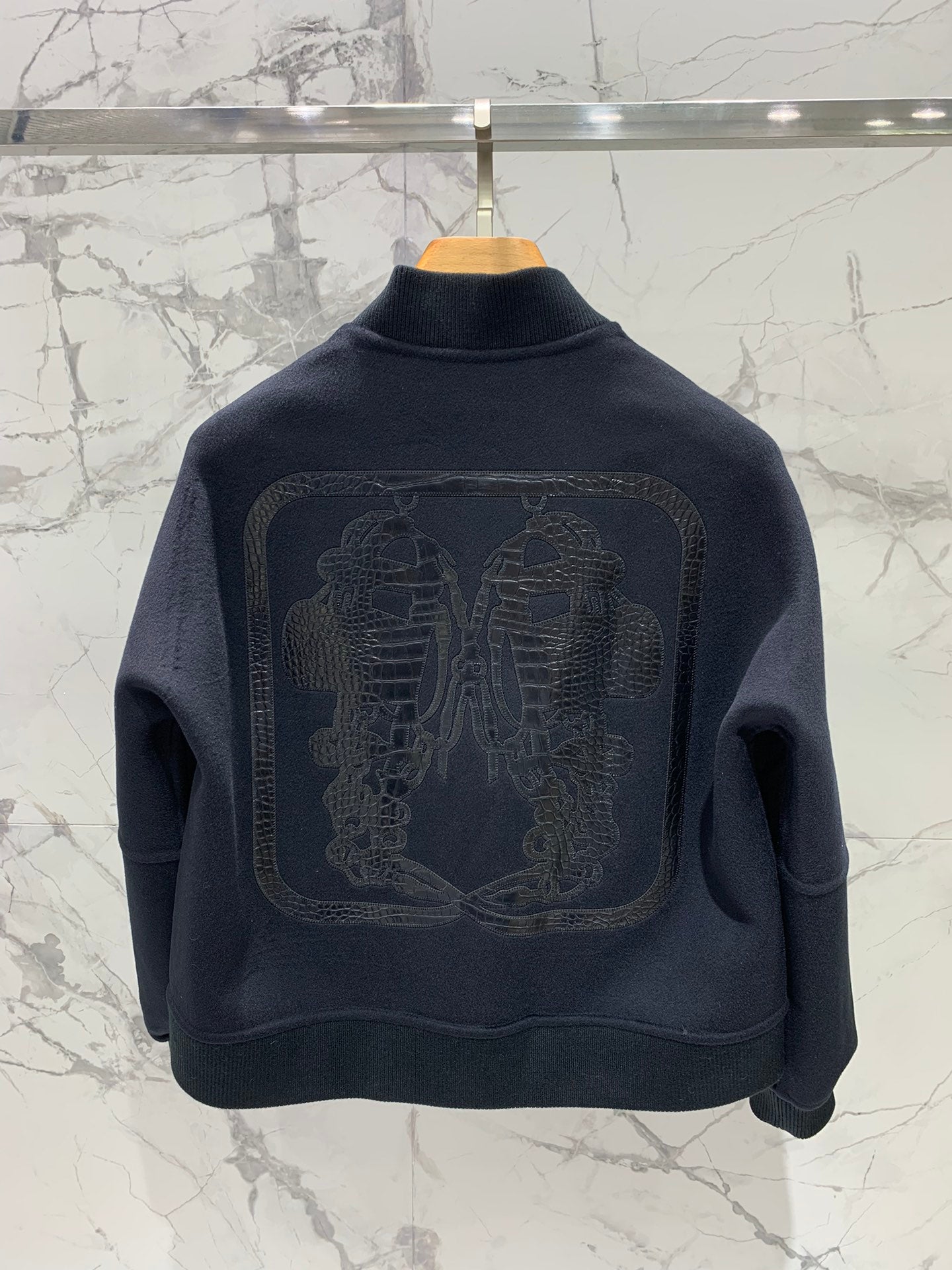 He 25 Cashmere and crocodile leather jacket