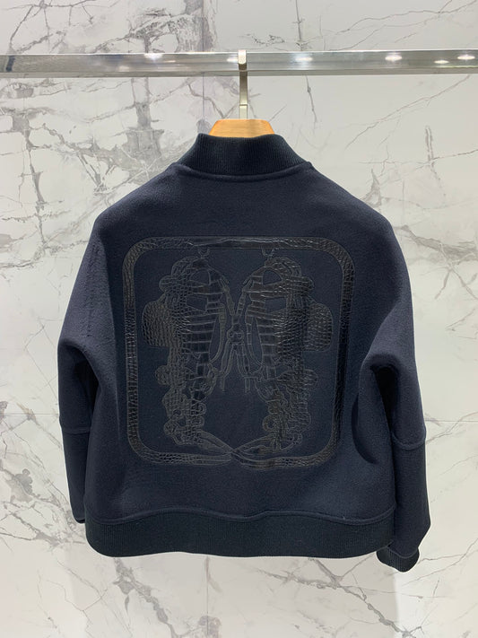 He 25 Cashmere and crocodile leather jacket