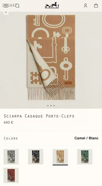 He 25 Key cashmere scarf（BWORN/GREEN/NAVY/GRAY）