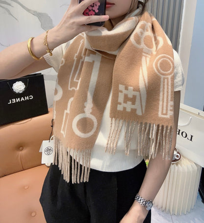He 25 Key cashmere scarf（BWORN/GREEN/NAVY/GRAY）